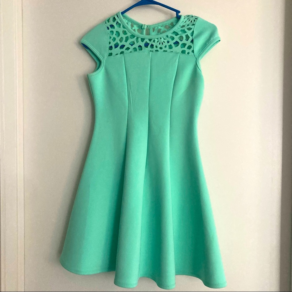 Turquoise detailed neck circle skirt. Ten Sixty Sherman. Large (runs small)
